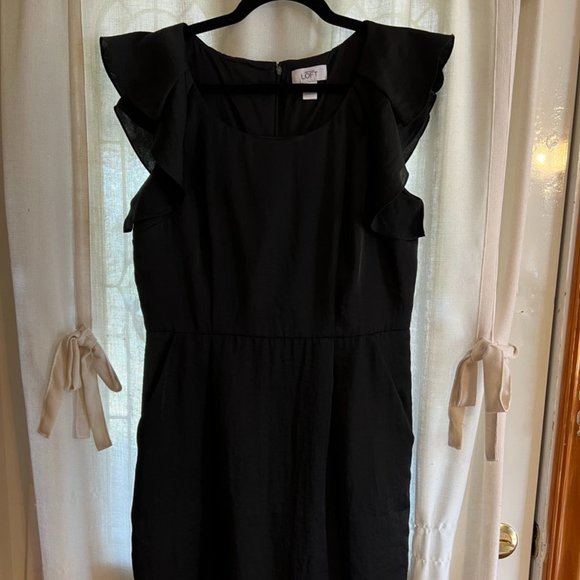 Womens Size 10 Ann Taylor Loft Black Midi Dress Pockets - Picture 1 of 3